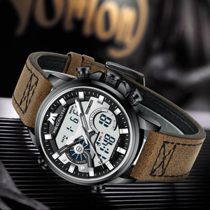 Analoge Digitaluhr | Lederarmband | 8276M