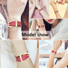 Load image into Gallery viewer, HPOLW Frauen Armband,Leder verstellbar Metallring Design Handgelenk Armband Wein Rot Armreif Armband Modeschmuck Geschenk für Frauen