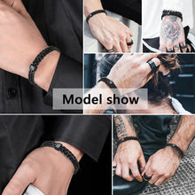 Laden Sie das Bild in den Galerie-Viewer, HPOLW Herren Armband,Leder geflochtenes Armband für Herren Damen Sport Retro Armband Personalisierte Armband Geschenke für Herren Schwarz/Braun/Weiß Armband 
