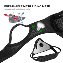 Laden Sie das Bild in den Galerie-Viewer, KN95 Motorradmaske Staubmaske Atemschutzmaske PM2.5 Austauschbare Filter Anti-Pollution Radfahren Outdoor Sportmaske Wiederverwendbar