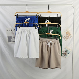 Men Shorts Hot Summer Cotton male Shorts Fashion Solid Color Elastic Waist Sandy beach Shorts Leisure Bodybuilding workout Loose Shorts Mens