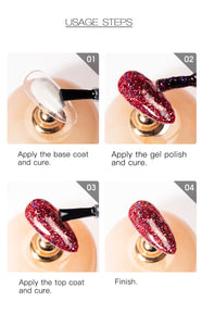 Valgus Red Diamond Glitter Gel Nail Polish Semi Permanent UV All For Manicure Hybrid Varnishes For Nail Art Design Top Base
