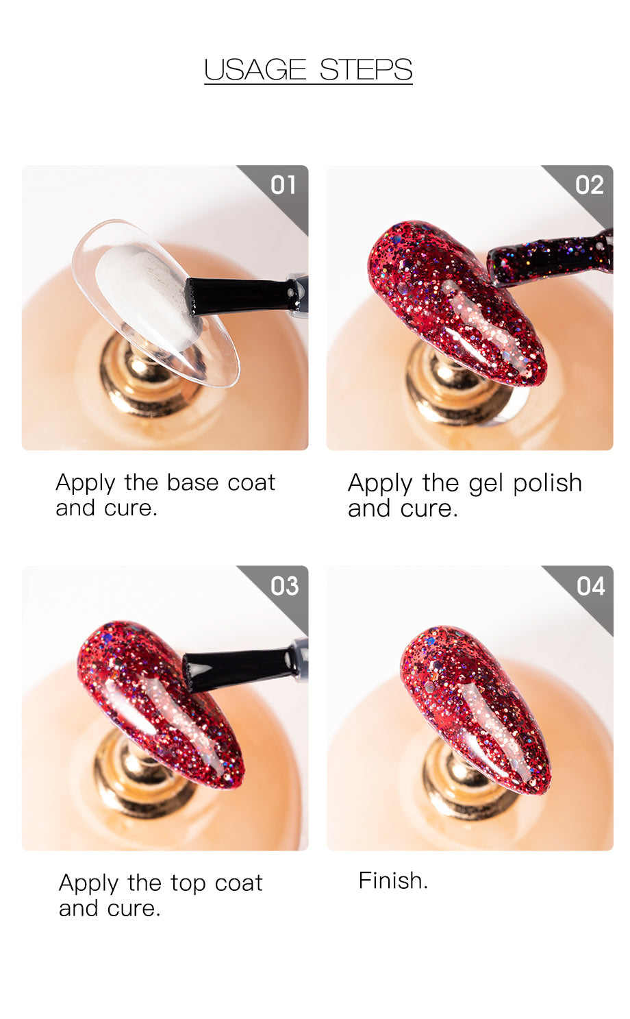 Valgus Red Diamond Glitter Gel Nail Polish Semi Permanent UV All For Manicure Hybrid Varnishes For Nail Art Design Top Base