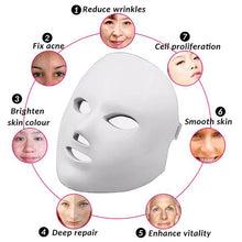 Laden Sie das Bild in den Galerie-Viewer, Photonentherapie-Maske, Verjüngung, Falten- und Akne-Entfernung, Gesichts-Schönheits-Spa, Hautpflege, LED-Gesichtsmaske, 7 Farben LED