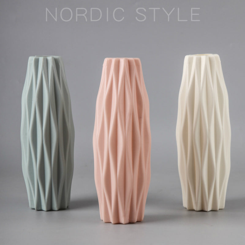 Flower Vase Decoration Home Plastic Vase White Imitation Ceramic Flower Pot Flower Basket Nordic Decoration Vases for Flowers
