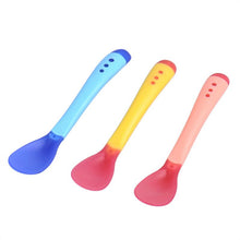Load image into Gallery viewer, Hot Sale Baby Soft Silicone Spoon Candy Color Temperature Sensing Spoon Solid Feeding Utensils Children Food Baby Feeding Tools