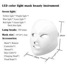 Laden Sie das Bild in den Galerie-Viewer, Photonentherapie-Maske, Verjüngung, Falten- und Akne-Entfernung, Gesichts-Schönheits-Spa, Hautpflege, LED-Gesichtsmaske, 7 Farben LED