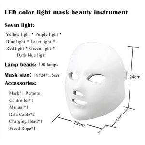 Photonentherapie-Maske, Verjüngung, Falten- und Akne-Entfernung, Gesichts-Schönheits-Spa, Hautpflege, LED-Gesichtsmaske, 7 Farben LED