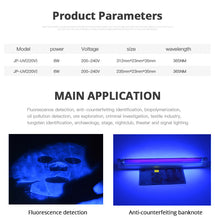 Laden Sie das Bild in den Galerie-Viewer, 220 V 110 V UV-Licht Schwarzlicht Blaue Leuchtstofflampe 6 W 8 W T5-Röhre Ultraviolette Erkennung Violette Beleuchtung Party Weihnachtsbühnenlampe
