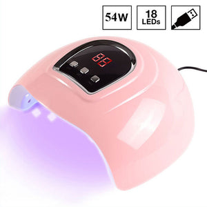 54W Professional Nail Lamp UV Gel Manicure Lamp Sunshine LED Light Nail Dryer Polish Pink