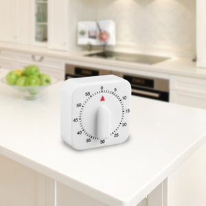 Purshe Newest 1Pc Square Plastic 60 Minute Mechanical Kitchen Cooking Timer Food Preparation Baking Alarm Clock Cooking Tool