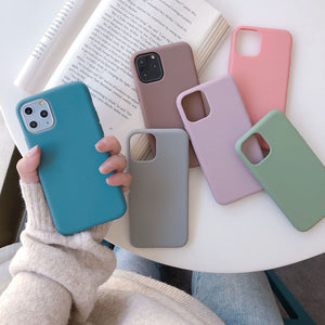 Cute Matte Solid Candy Phone Case for Iphone 11 Case 11 Pro Max Xs Max Xr Simple Silicone Case for Iphone 7 6s 8 Plus Soft Cover