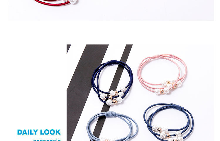 Wingiver – Modische, elastische Haarbänder mit Perlen, mehrlagiger Haarring, Pferdeschwanzhalter, Stirnband, Gummiband für Frauen und Mädchen, Haar-Accessoires