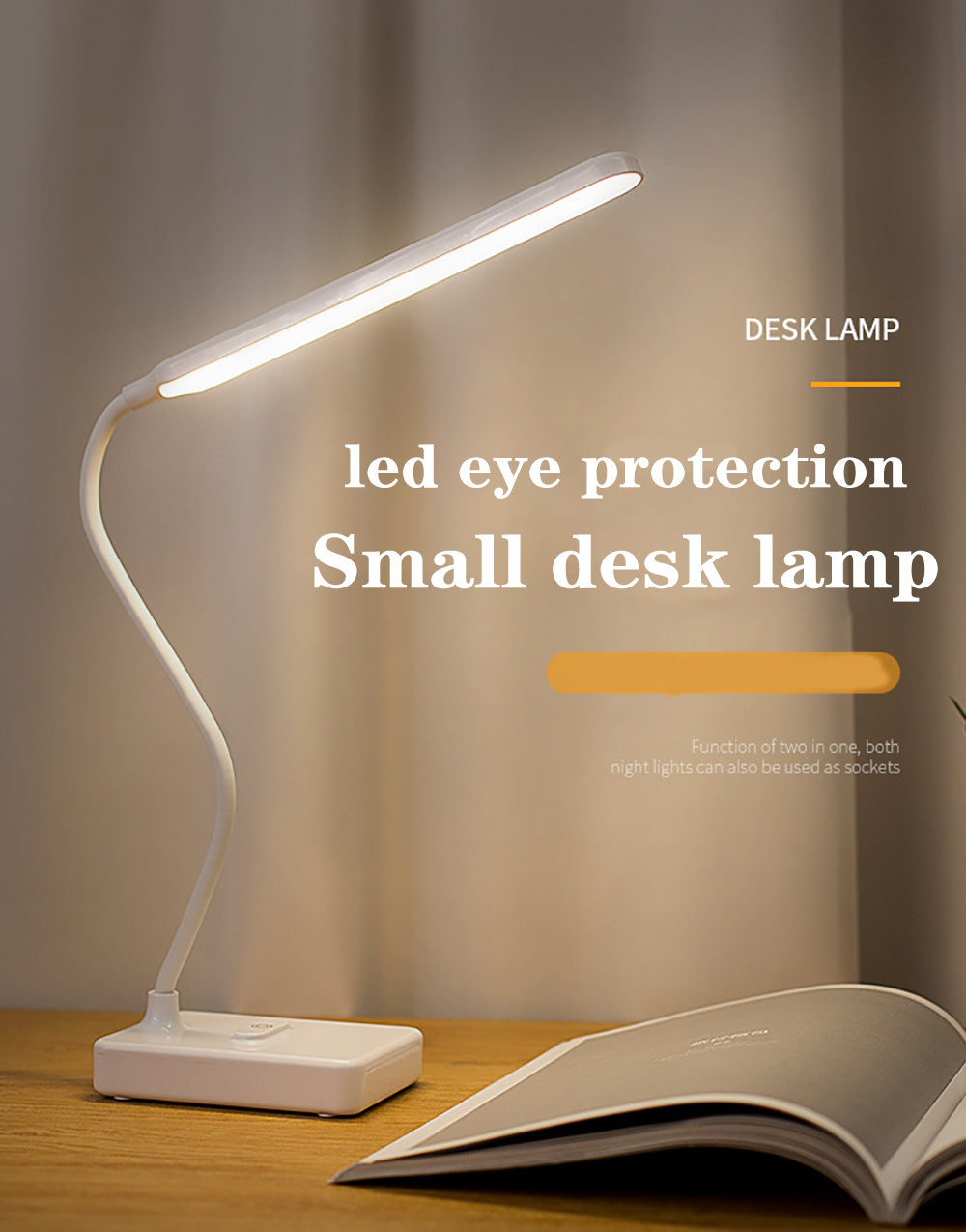 LED Tischlampe für den Schreibtisch, USB wiederaufladbar, 1500 mAh, Nachtlampe, stufenlos dimmbar, Schreibtisch-Leselicht, faltbar, drehbar, Berührungsschalter