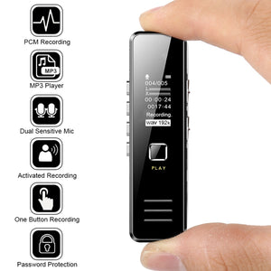 Mini Digital Voice Recorder 192Kbps 20-Hour Recording Mp3 Playing Mini Voice Recorder No Memory Max Support 32Gb Tf Card