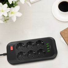 Laden Sie das Bild in den Galerie-Viewer, 4 USB-Telefonladegerät Mehrere Steckdosen 6 EU-Steckdosenleiste Ladegerät zum Aufladen von Mobiltelefonen zu Hause / im Restaurant