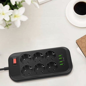 4 USB-Telefonladegerät Mehrere Steckdosen 6 EU-Steckdosenleiste Ladegerät zum Aufladen von Mobiltelefonen zu Hause / im Restaurant