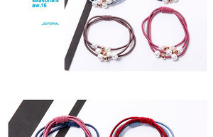 Wingiver – Modische, elastische Haarbänder mit Perlen, mehrlagiger Haarring, Pferdeschwanzhalter, Stirnband, Gummiband für Frauen und Mädchen, Haar-Accessoires