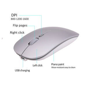 Drahtlose Computermaus, wiederaufladbare Mäuse für Laptop-Notebook, ultradünne 2,4-G-optische Maus mit USB-Empfänger, Air Mouse
