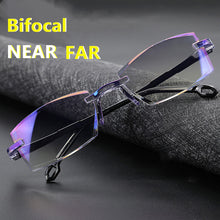 Load image into Gallery viewer, Bifocal Far Near Anti Blue Light Reading Eyeglasses Magnification Eyewear Presbyopic Glasses Diopter Dimond Cutting+1.0 To +4.0
