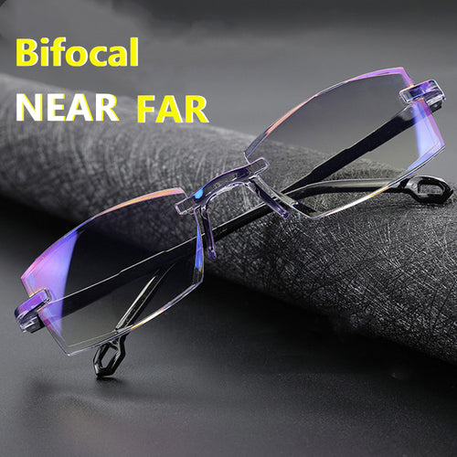 Bifocal Far Near Anti Blue Light Reading Eyeglasses Magnification Eyewear Presbyopic Glasses Diopter Dimond Cutting+1.0 To +4.0