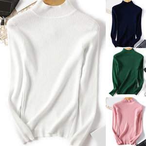Heißer Herbst Winter Frauen Einfarbig Schlank Rollkragen Pullover Gestrickt Elastische Jumper durch Blazclr