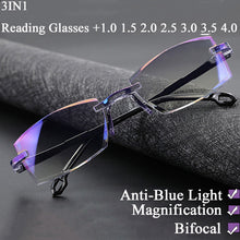 Load image into Gallery viewer, Bifocal Far Near Anti Blue Light Reading Eyeglasses Magnification Eyewear Presbyopic Glasses Diopter Dimond Cutting+1.0 To +4.0