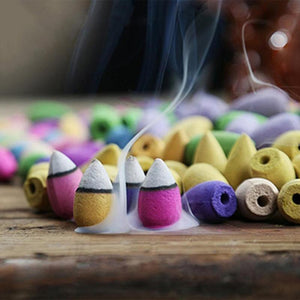 Ubiety 10PCS/set Floral Incense Cone With Tray Colorful Fragrance Scent Tower Incense Mixed Scent Aromatherapy Fresh Air Aroma Spice