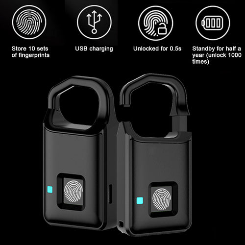 Fingerprint Lock Inteligent Lock Home Luggage Dormitory Locker Outdoor Waterproof Anti-Theft Security Keyless Electronic Padlock