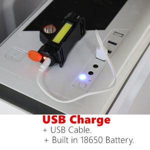 Tragbare Mini-Taschenlampe Laterne Q5 + COB LED-Scheinwerfer + 1 * Eingebaute 18650 Batterie Outdoor Camping Scheinwerfer