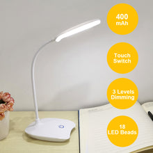 Load image into Gallery viewer, Suchme Rechargeable Battery LED Table Lamp Flexible Gooseneck Eye-protection Desk Lamp 3 Dimmers Reading Lamp Bedside Reading