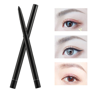 1Pcs Double-use Natural Eyebrow Pencil Eye Liner Waterproof Sweat-proof Black Automatically Rotates Makeup Pen  by Allumyth