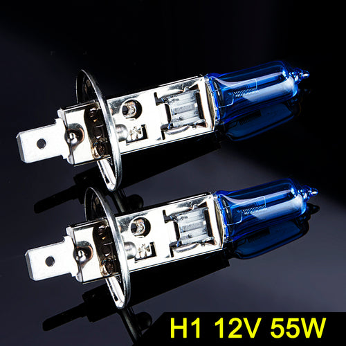 Halogen Bulb 12V 55W 5000K Dark Blue Quartz Glass Car HeadLight Lamp Super White (2 PCS)