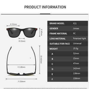 Klassische polarisierte Sonnenbrille Männer Frauen Markendesign Fahren quadratischen Rahmen Sonnenbrille männliche Schutzbrille