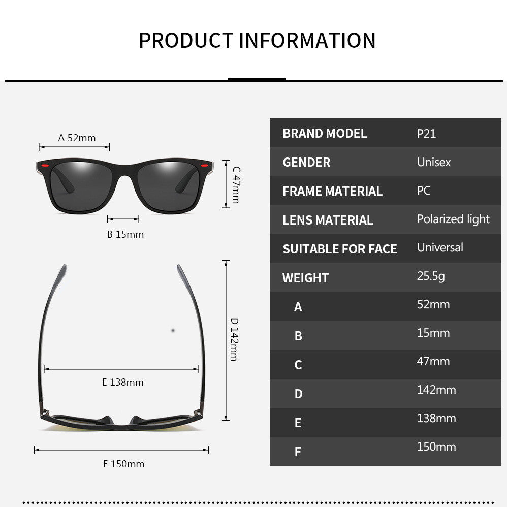 Klassische polarisierte Sonnenbrille Männer Frauen Markendesign Fahren quadratischen Rahmen Sonnenbrille männliche Schutzbrille