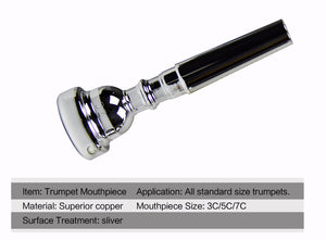 Trumpet Accessories 3C 5C 7C Size Mega Rich Tone Bullet Shape Trumpet Mouthpiece Copper Gold Silver by Jumsote