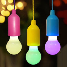 Load image into Gallery viewer, Mooues Colorful LED Light Bulb Chandelier Portable LED Pull Cord Light Bulb Outdoor Garden Camping Hanging LED Light Lamp