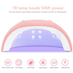 54W Professional Nail Lamp UV Gel Manicure Lamp Sunshine LED Light Nail Dryer Polish Pink