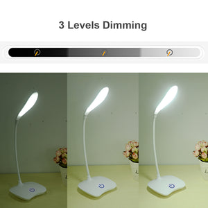 Suchme Rechargeable Battery LED Table Lamp Flexible Gooseneck Eye-protection Desk Lamp 3 Dimmers Reading Lamp Bedside Reading