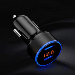 USB-Autoladegerät 3.1A Dual mit LED-Spannungs-/Stromanzeige Aluminium-Autoladegerät für Xiaomi Samsung iPhone 11 Pro Max Tablet