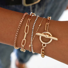 Load image into Gallery viewer, 5PCs Easy Hook Fashion Crystal Bracelets for Women Gold Wrist Chain Bracelets Set Female Boho Statement Bracelet Jewelry by Tiftih