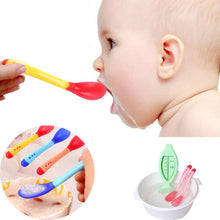 Load image into Gallery viewer, Hot Sale Baby Soft Silicone Spoon Candy Color Temperature Sensing Spoon Solid Feeding Utensils Children Food Baby Feeding Tools