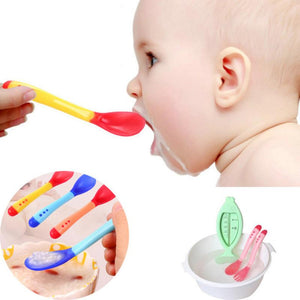 Hot Sale Baby Soft Silicone Spoon Candy Color Temperature Sensing Spoon Solid Feeding Utensils Children Food Baby Feeding Tools