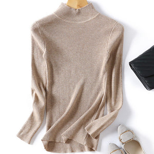 Hot Autumn Winter Women Solid Color Slim Turtleneck Sweater Knitted Elastic Jumper by Blazclr
