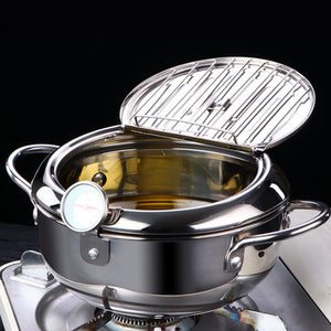 MOM's HAND Kitchen Deep Frying Pot Thermometer Tempura Fryer Pan Temperature Control Fried Chicken Pot Cooking Tools