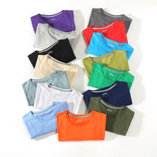 Laden Sie das Bild in den Galerie-Viewer, Kurzarm-T-Shirts für Herren und Damen, 100 % Baumwolle, für den Sommer, kurz, männlich/weiblich, Basic-T-Shirts, einfarbig, Rundhalsausschnitt, Übergröße 4XL