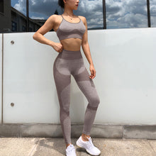 Laden Sie das Bild in den Galerie-Viewer, 2-teiliges Yoga-Set, Sport-BH und Leggings, Jogging-Set für Damen im Fitnessstudio, Kleidung, nahtlos, Workout-Sportstrumpfhose, Damen, Fitness-Sportanzug