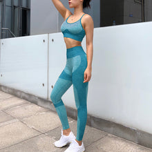 Laden Sie das Bild in den Galerie-Viewer, 2-teiliges Yoga-Set, Sport-BH und Leggings, Jogging-Set für Damen im Fitnessstudio, Kleidung, nahtlos, Workout-Sportstrumpfhose, Damen, Fitness-Sportanzug