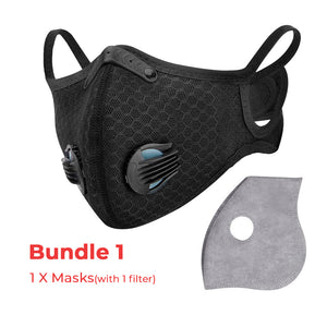 KN95 Motorradmaske Staubmaske Atemschutzmaske PM2.5 Austauschbare Filter Anti-Pollution Radfahren Outdoor Sportmaske Wiederverwendbar