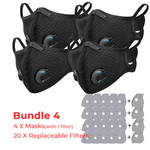 KN95 Motorradmaske Staubmaske Atemschutzmaske PM2.5 Austauschbare Filter Anti-Pollution Radfahren Outdoor Sportmaske Wiederverwendbar